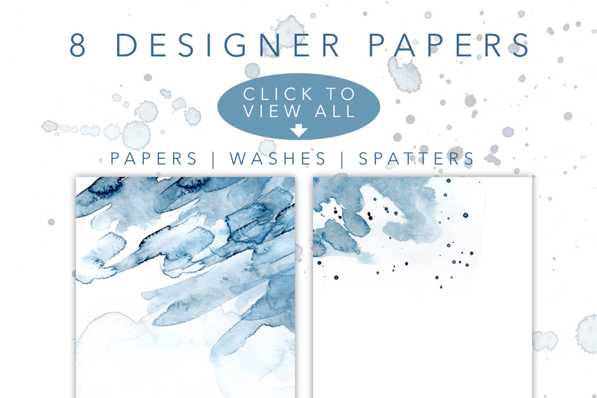 Blue Watercolor Washes+Papers, an Illustration by Feather Grace Designs (Photo 2 of 7)