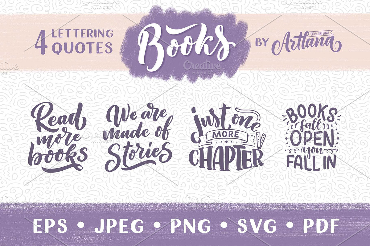 Books Lettering Quotes, a Decorative Illustration by Artlana (Photo 1 of 2)