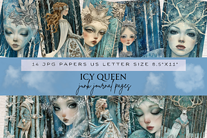 ICY QUEEN WINTER JUNK JOURNAL PAGES