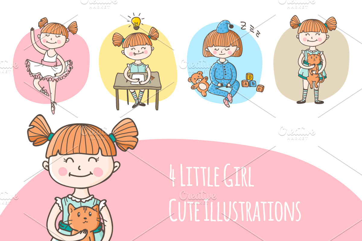 Cute Little Girl Illustrations, an Education Illustration by Trapezoid (Photo 1 of 3)