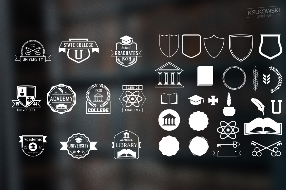 Academic College School Badges Logos, a Branding & Logo Template by Krukowski Graphics (Photo 4 of 5)