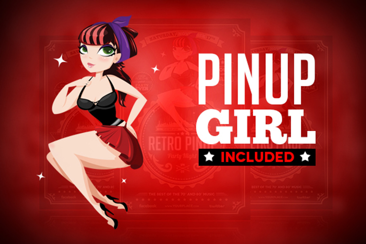 Retro Pinup Party Flyer Template, a Flyer Template by Odin_Design (Photo 2 of 3)