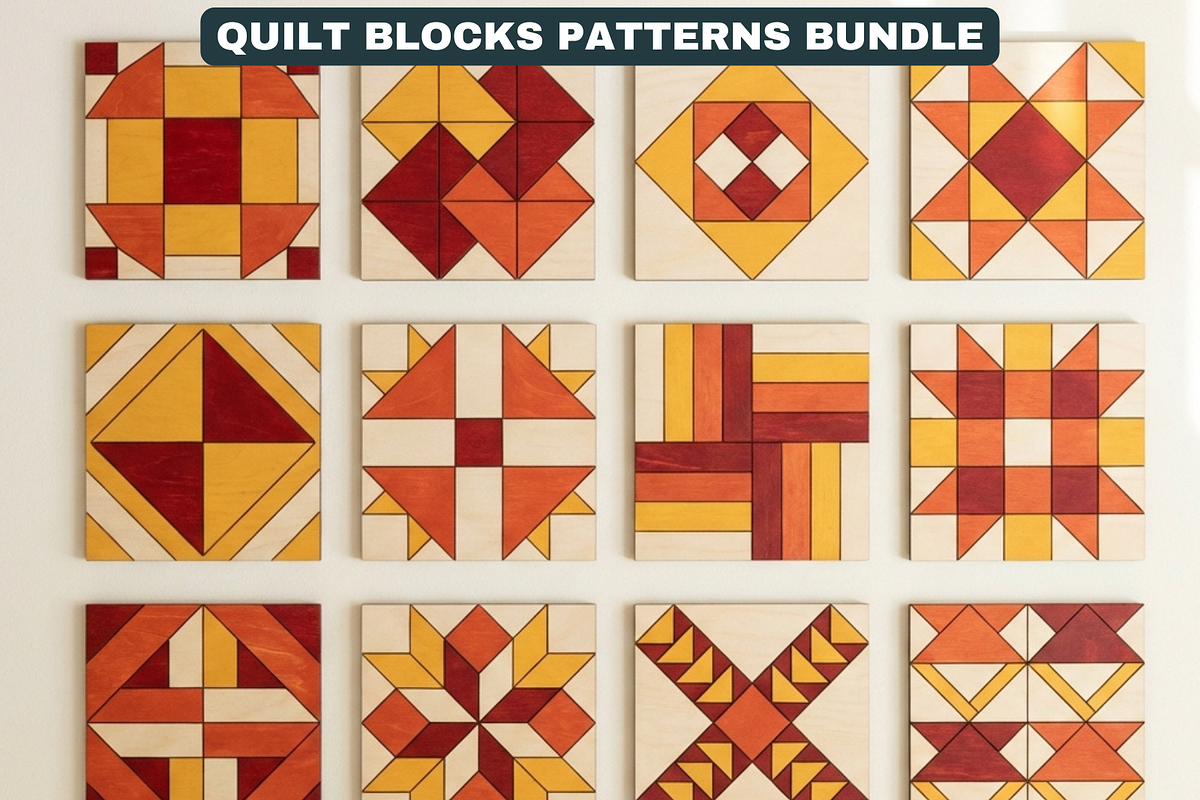 Geometric Barn Quilt Block Patterns, a Pattern Graphic by AtacanDigital (Photo 10 of 19)