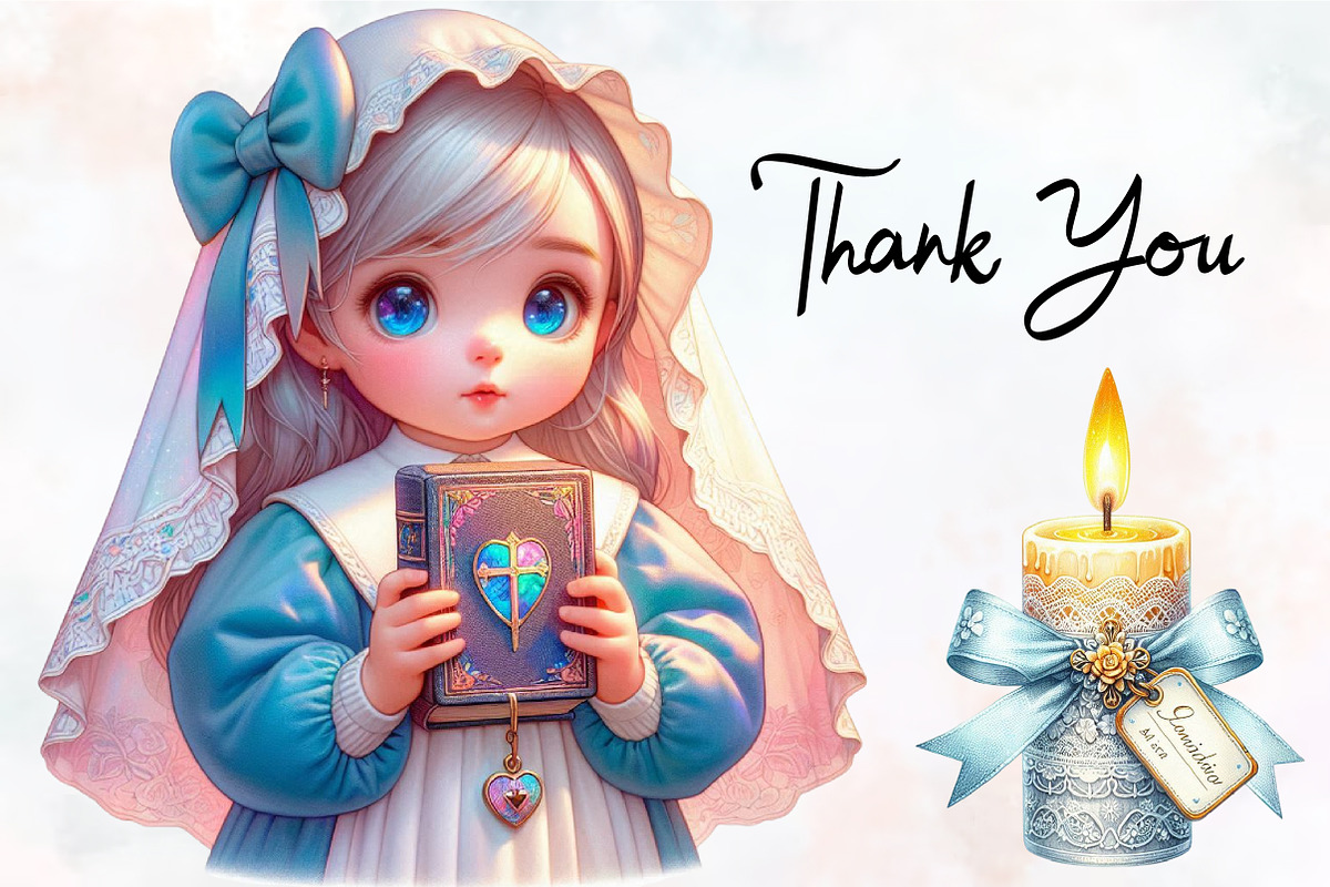 Baby Girl Baptism Watercolor Clipart, an Illustration by RobertsArt (Photo 7 of 7)