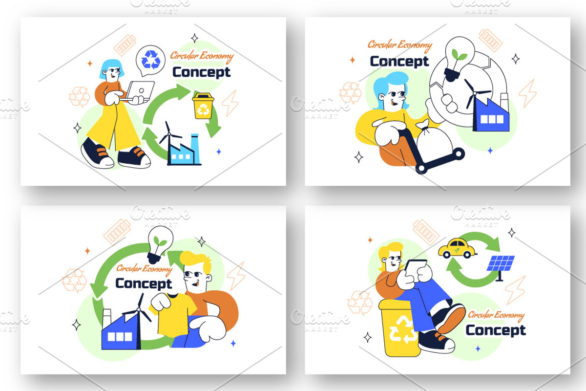 10 Circular Economy Illustration, an Object Illustration by denayunebgt (Photo 3 of 4)