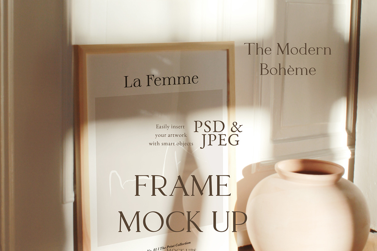 Boho Interior & Wooden Frame Mock Up, a Print Template by Wonderland Styled Stock (Photo 10 of 11)