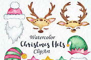Christmas Hats Clipart, Watercolor, an Animal Illustration by PassionPNGcreation (Thumbnail 4 of 4)