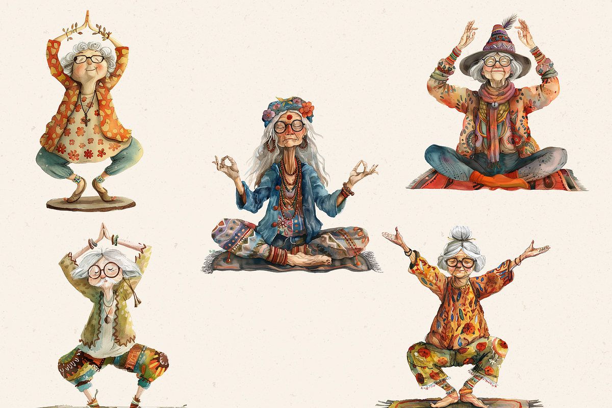 QUIRKY HIPPIE GRANDPARENTS CLIPART, a Person Illustration by Daring Digies (Photo 10 of 14)