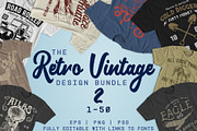 Retro Vintage Design Bundle 2 (1-50), an Illustration by CJR Designs (Thumbnail 1 of 31)