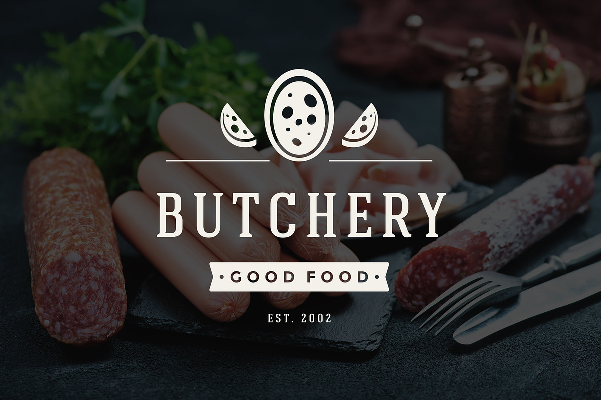 18 Meat Food Logos and Badges, a Branding & Logo Template by Vasya Kobelev (Photo 11 of 12)