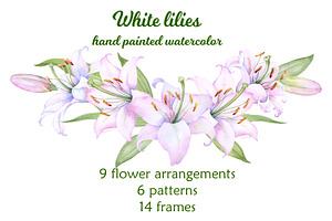 Watercolor clipart white lilies, an Illustration by EshaStudio