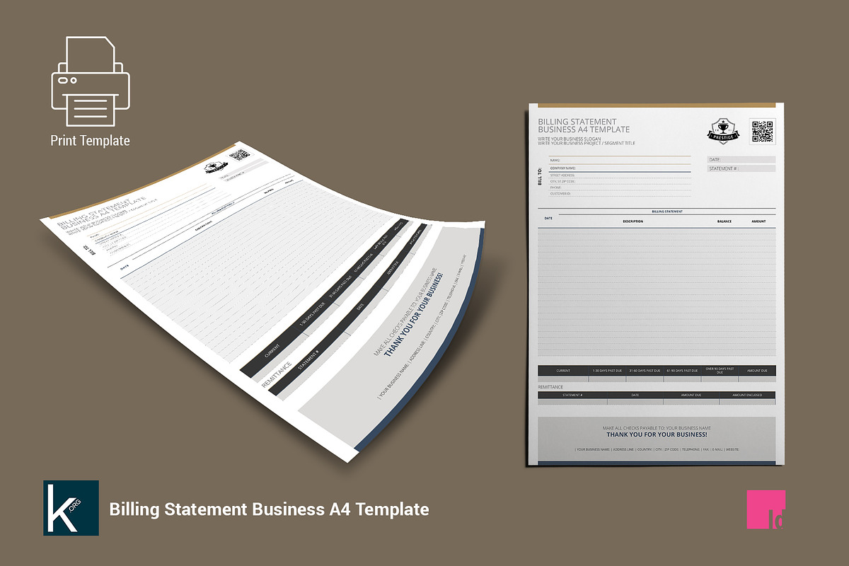 Billing Statement Business A4, a Stationery Template by Keboto