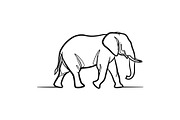 Elephant Vector Black Clipart Set, an Animal Illustration by balal (Thumbnail 2 of 11)
