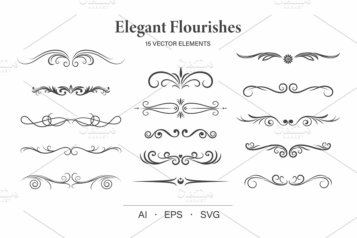 Elegant Flourishes Set, a Decorative Illustration by Gomolach (Photo 1 of 3)