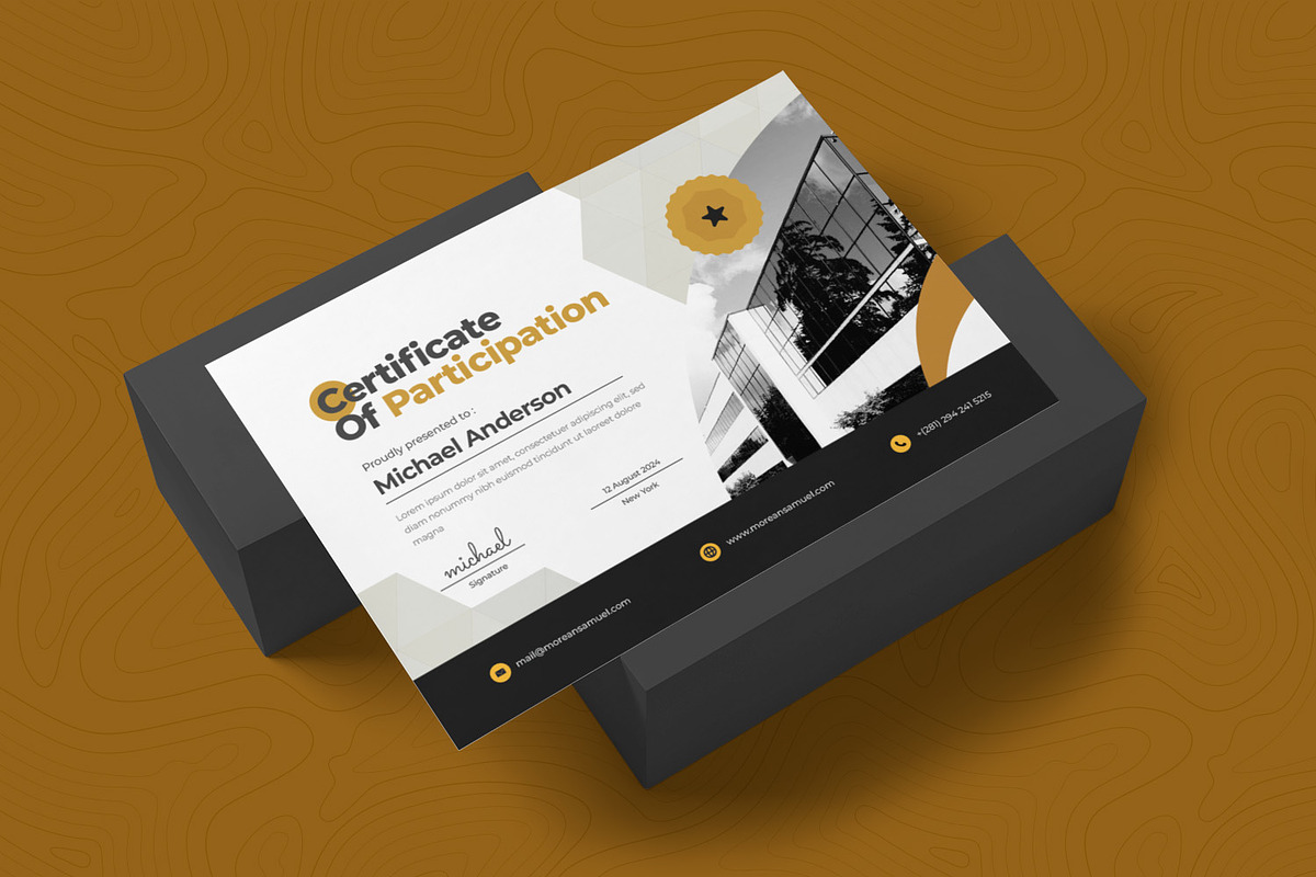 Yellow Company Certificate, a Print Template by Esensifiksi.studio (Photo 2 of 2)