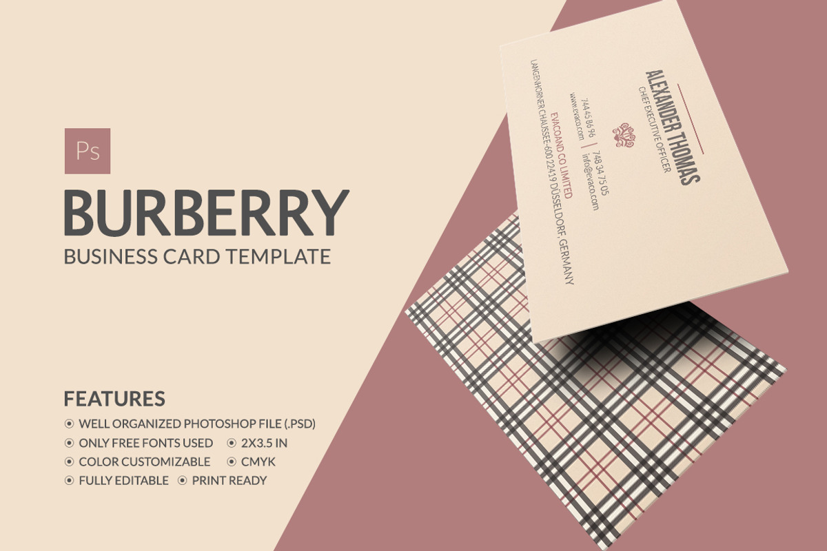 Burberry Business Card, a Business Card Template by Marvel (Photo 1 of 6)