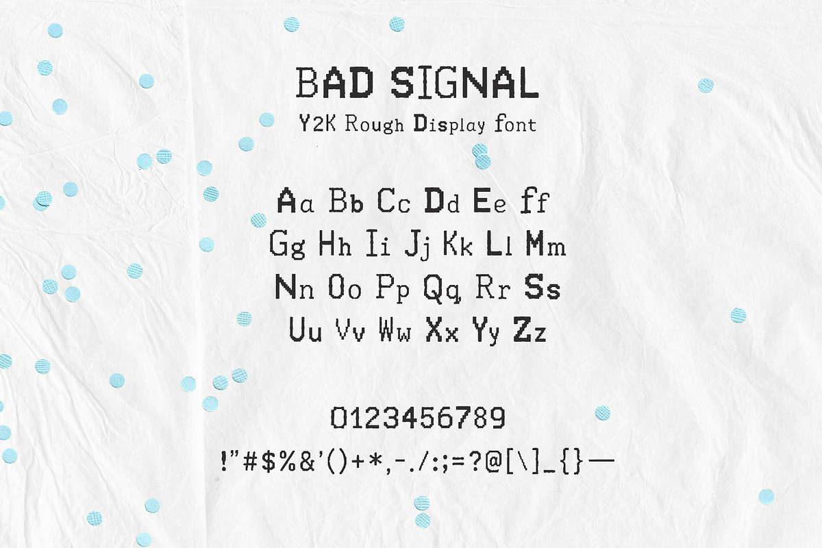 Bad Signal: Y2K Rough Display Font, a Sans Serif Font by Mneme (Photo 7 of 9)
