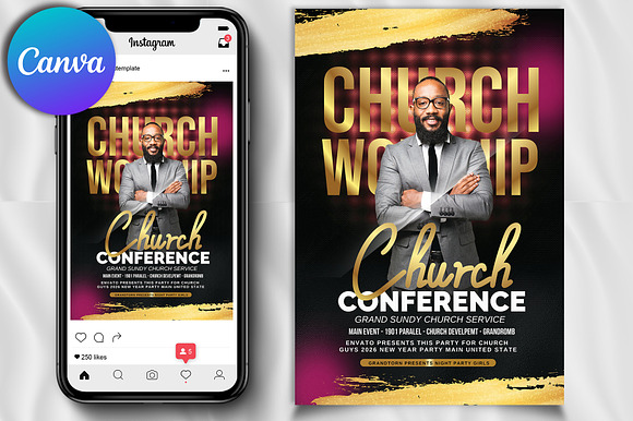 Church Worship Flyer Canva preview 4