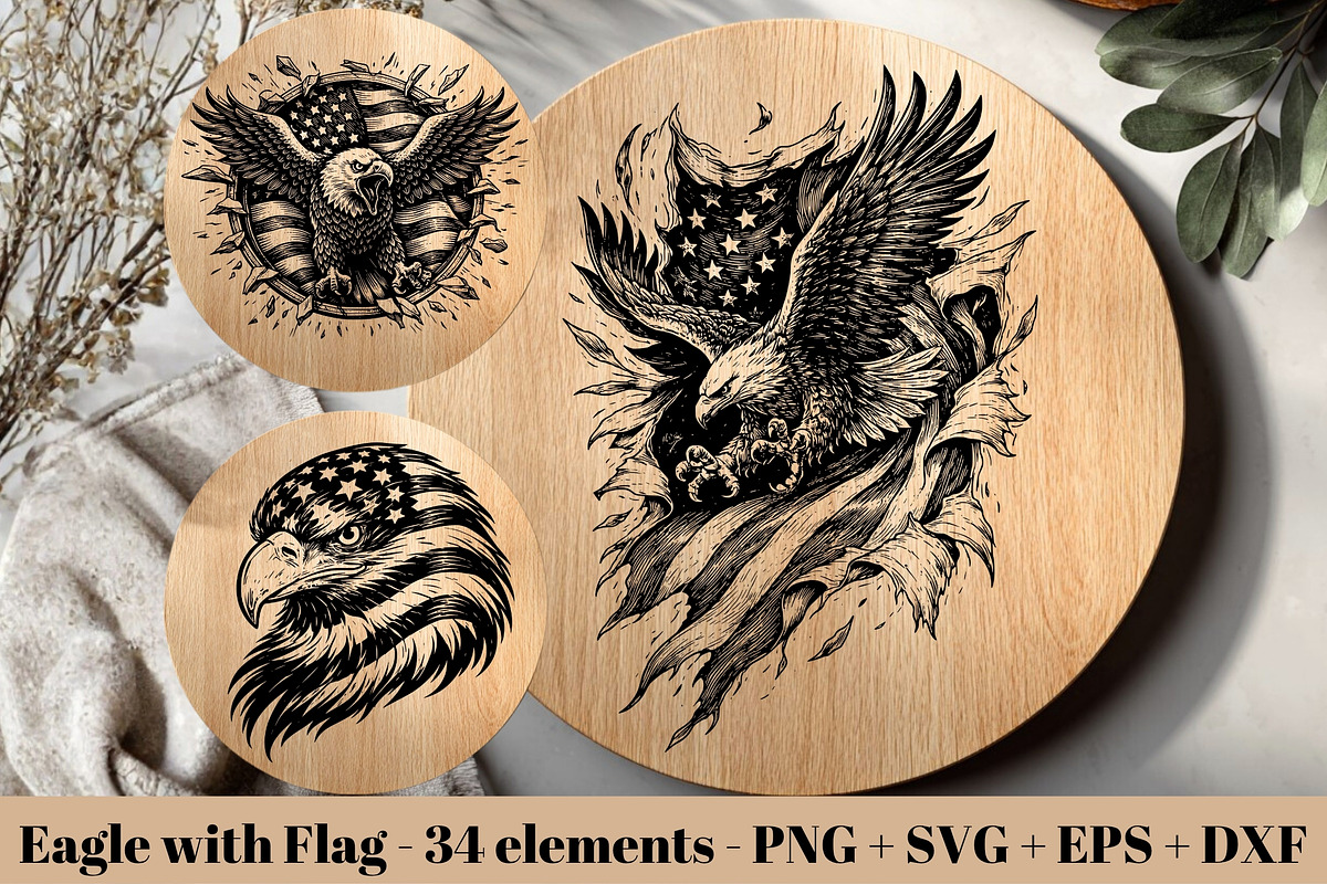 Patriotic Eagle Flag Graphics, a Seasonal Illustration by DENIDigitalArtSudio (Photo 9 of 9)