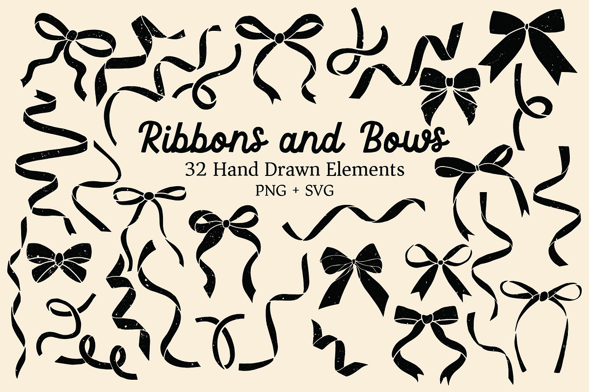 Ribbons & Bows Hand Drawn Clipart, a Decorative Illustration by Ginny and Sam (Photo 2 of 8)