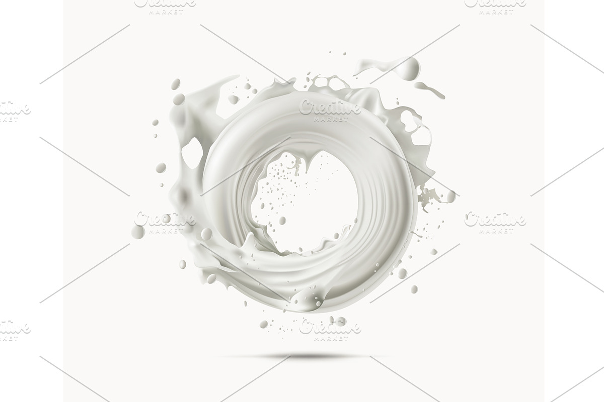 vector milk splash 3d natural look, an Illustration by vectorprro