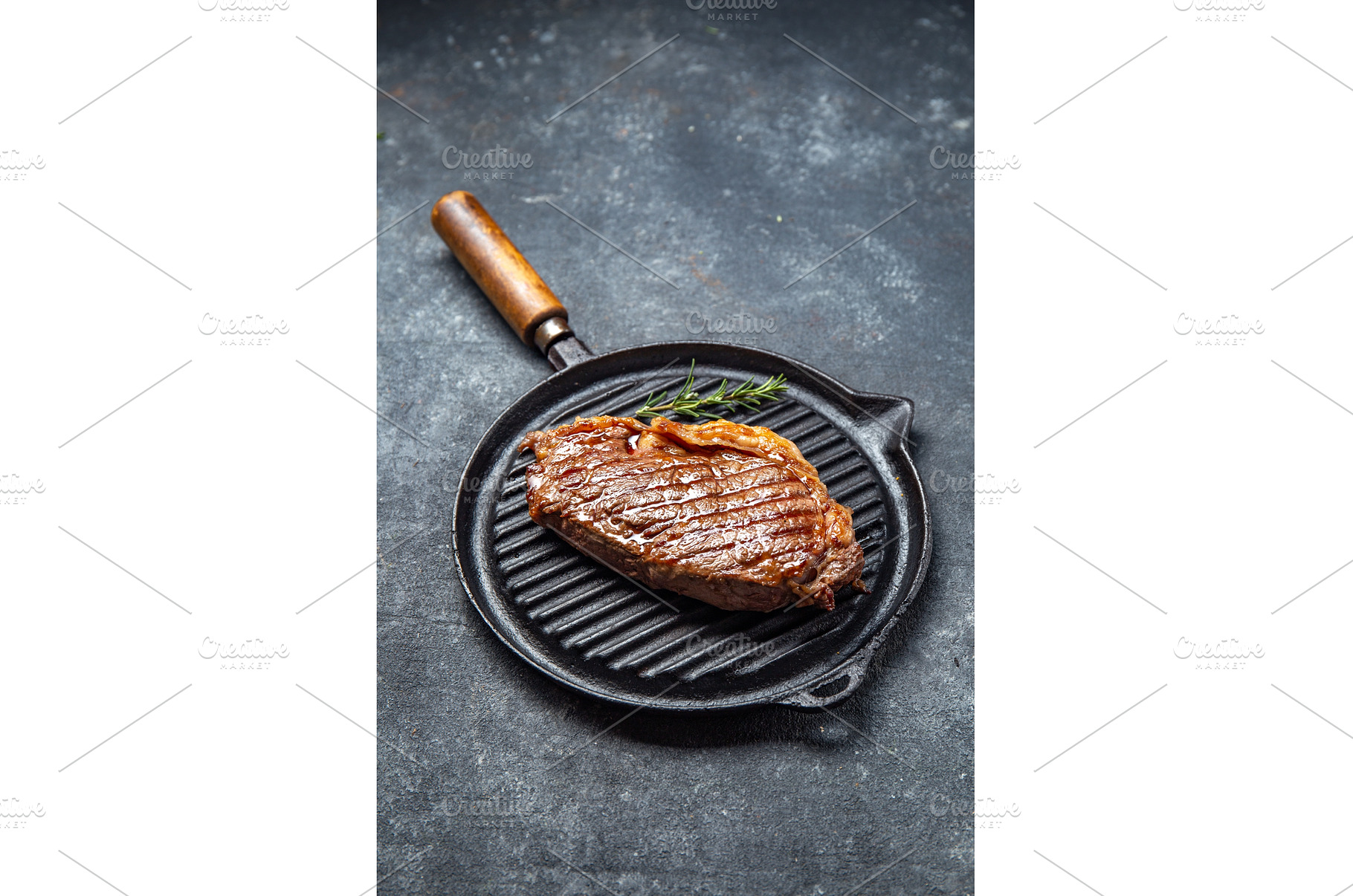 Fried strip loin steak on vintage, a Food & Drink Photo by LARISA BLINOVA