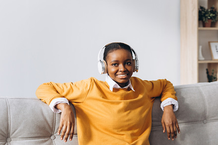 african woman in headphones, a Holiday Photo by Cherkas Photography