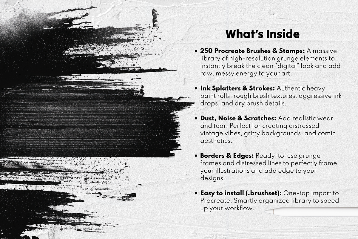 250 Grunge Procreate Brushes, a Brush Add-On by Selentaori Studio (Photo 5 of 10)
