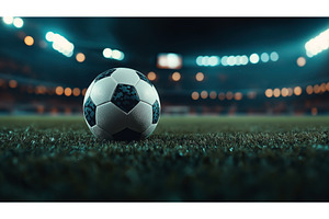 Close-up of a soccer ball resting on, a Sports & Recreation Photo by Sergey Kotenev