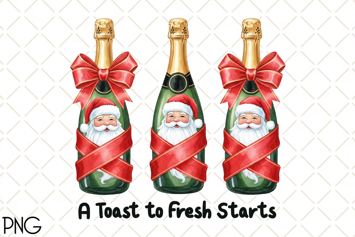Festive Champagne Bottle Clipart Png, an Illustration by Black Bird Studio (Photo 1 of 4)