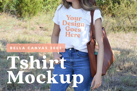 Female White T-shirt Mockup PSD