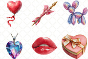 Watercolor Valentines Day Clipart, an Illustration by Black Bird Studio (Thumbnail 2 of 6)