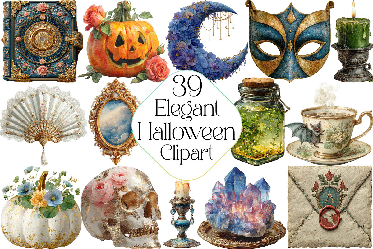 Elegant Halloween Clipart PNG, an Illustration by DreamPrint404 (Photo 1 of 5)