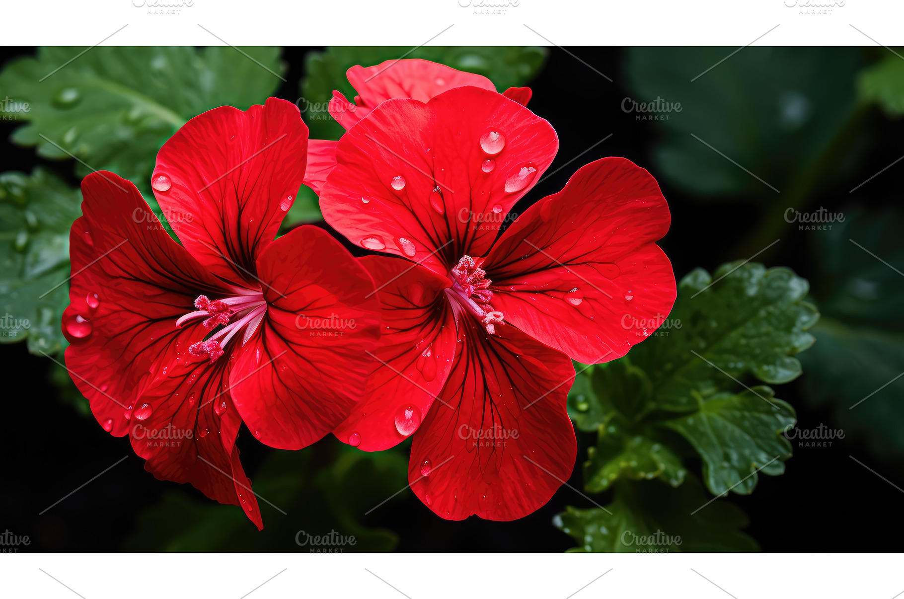 vibrant red geraniums ai generated, a Nature Photo by pikepicture