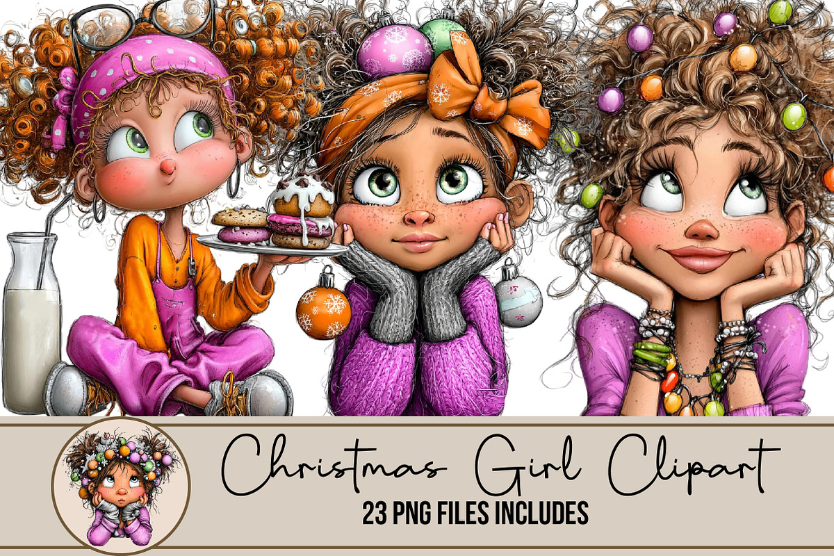 Christmas Girl Clipart, an Illustration by DreamArtGraphic (Photo 1 of 5)