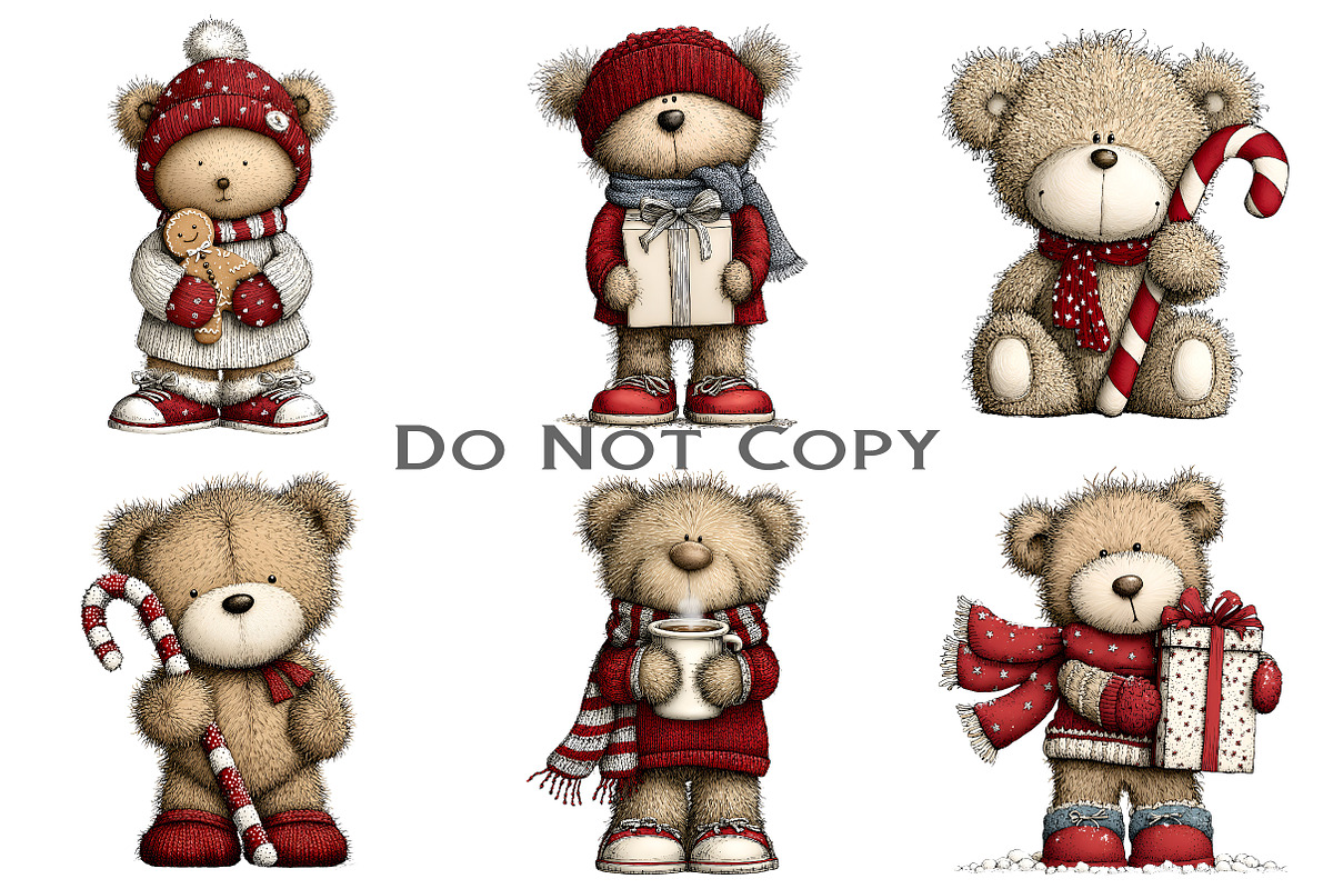 Christmas Teddy Bear Clipart, an Illustration by Craft Nest (Photo 3 of 11)