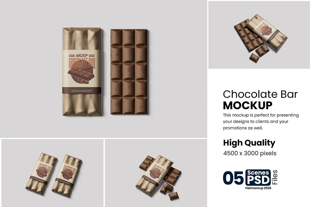 Editable Chocolate Bar Mockup, an Advertising Mockup by bimockup (Photo 1 of 6)