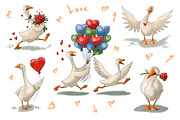 Valentine Goose Clipart Set, a Seasonal Illustration by IrynaPanashii (Thumbnail 2 of 10)