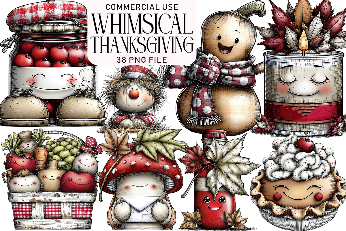 Whimsical Thanksgiving Clipart Bundl, an Illustration by Daily.Designs (Photo 1 of 5)