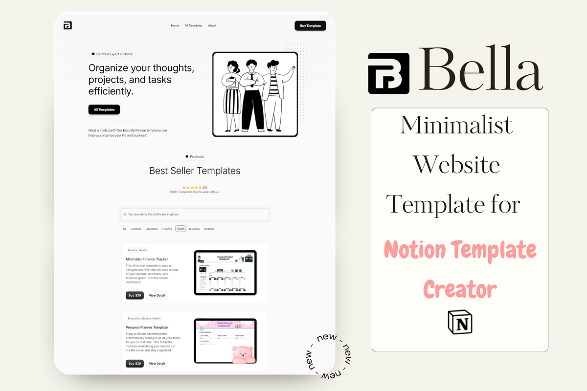 Minimalist Framer Websites / Notion, a Websites & App Template by DaisyStudio (Photo 1 of 9)