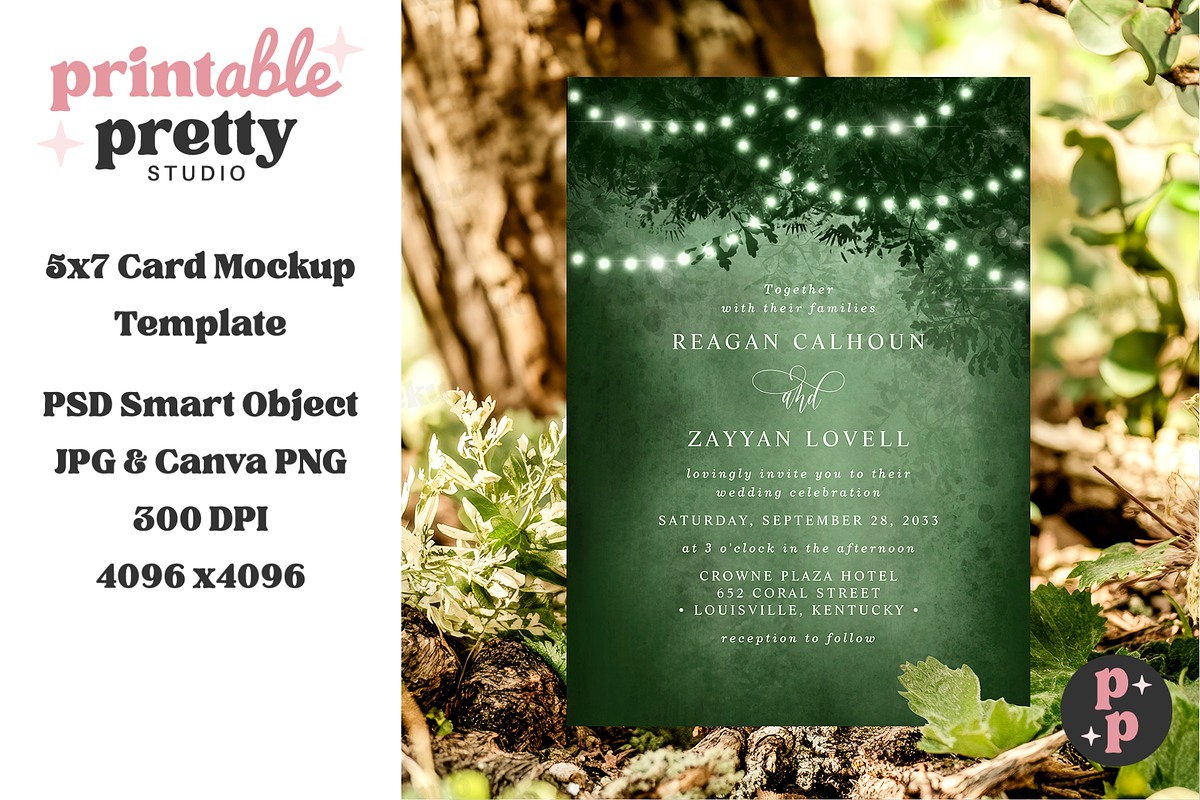 Woodland 5x7 Card Mockup PSD, a Product Mockup by Printable Pretty Studio (Photo 4 of 6)