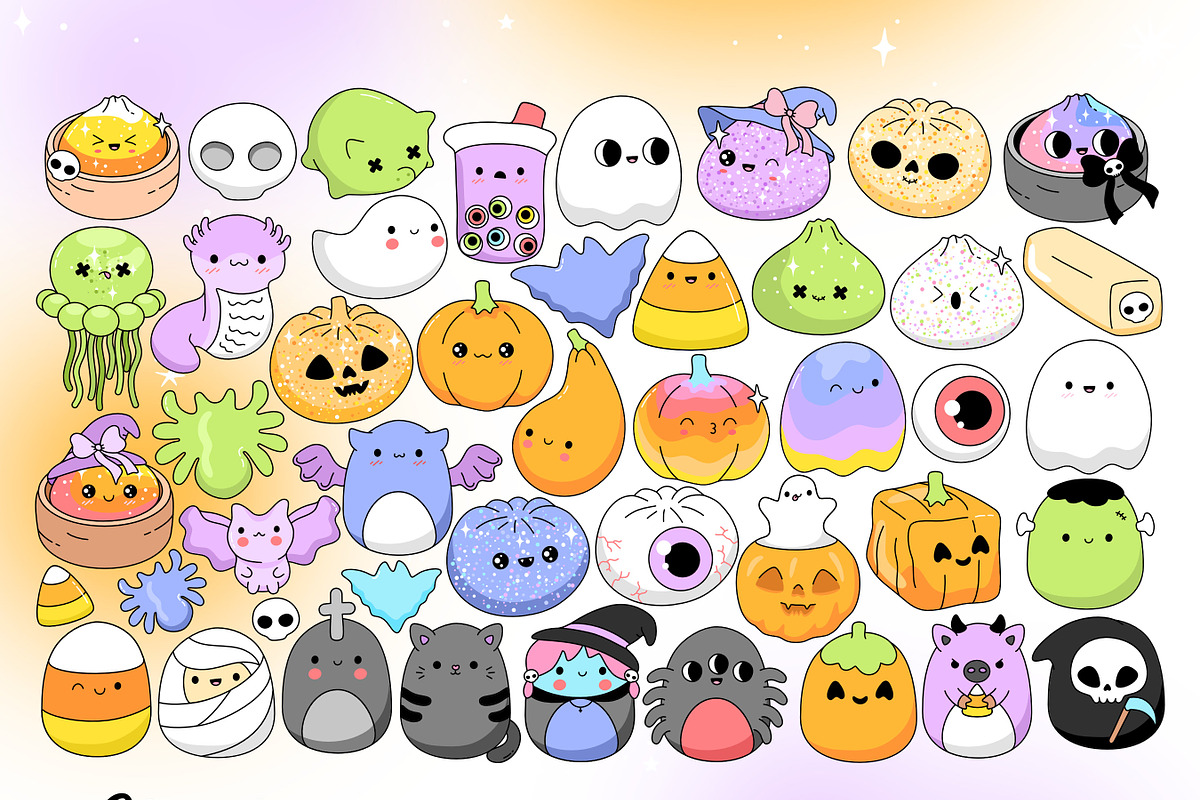 Squishy Halloween Clipart Bundle, a Seasonal Illustration by Huxmay (Photo 2 of 6)