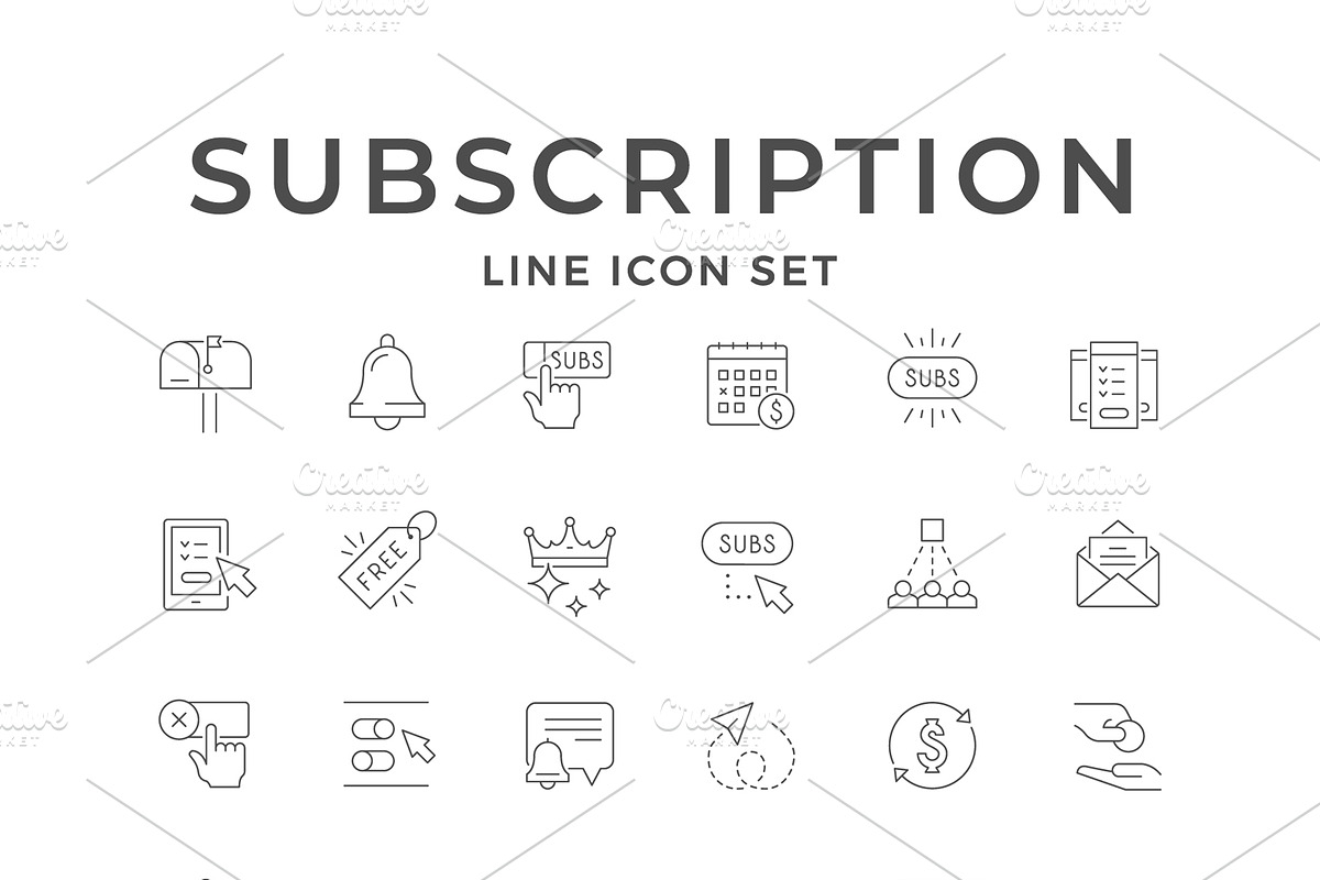 Set Line Icons of Subscription, an Outline Icon by motorama