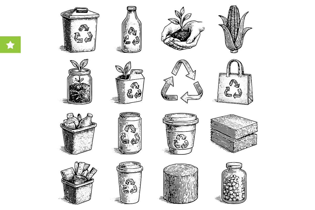 Eco Recycling Collection Set, an Object Graphic by RT Studio (Photo 1 of 4)