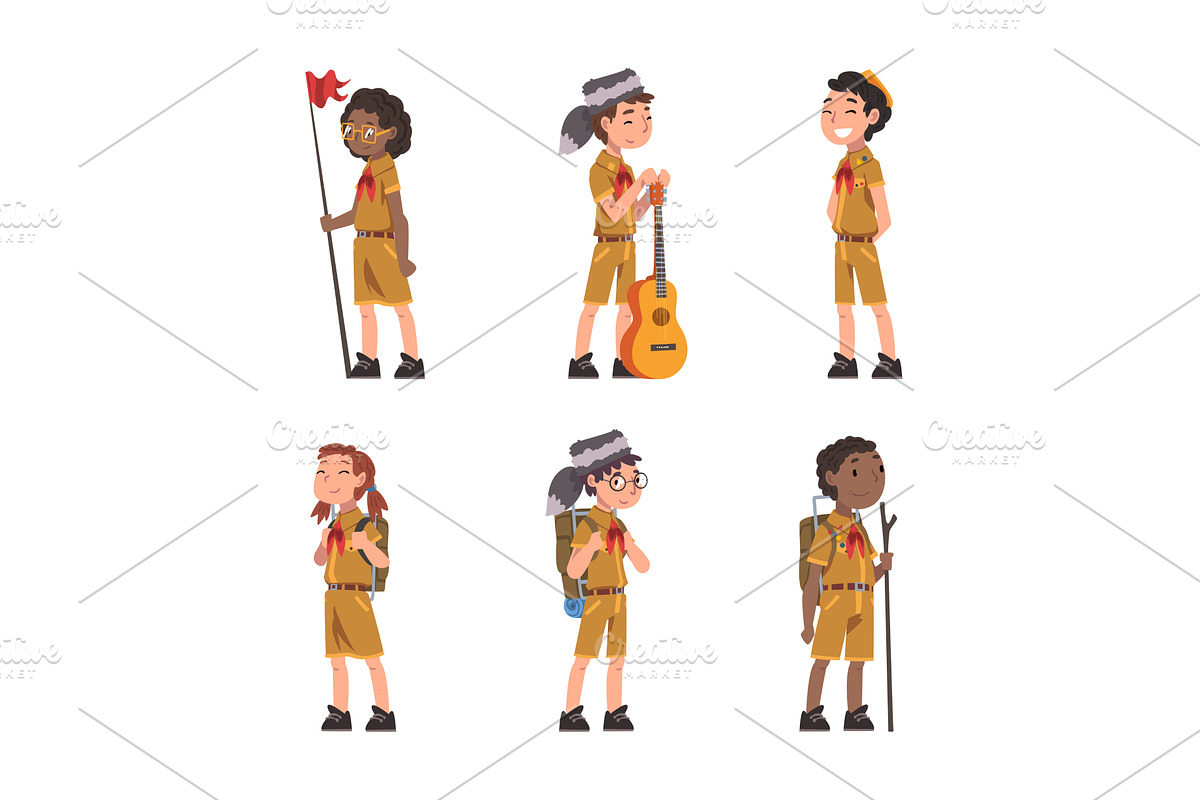 Little Boy and Girl Scout in, a Person Illustration by TopVectors