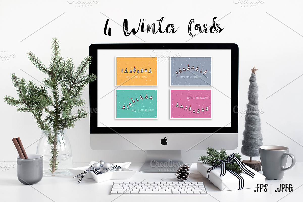 Fir Tree Winter Cards, an Illustration by NKTN graphics (Photo 2 of 3)