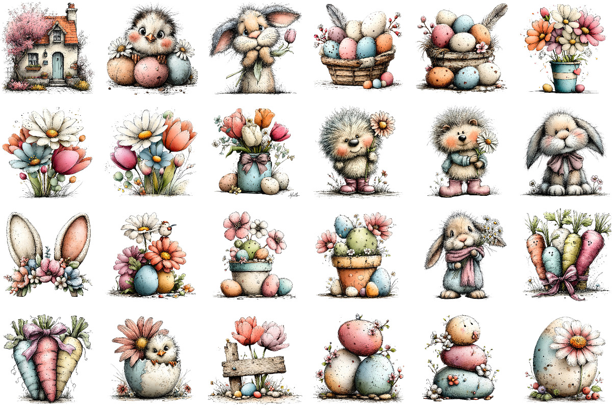 Watercolor Spring Easter Clipart, an Illustration by Sublimation Artist (Photo 2 of 7)