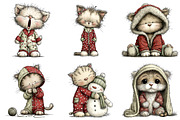 Winter Pajama Cats Clipart, an Illustration by Craft Nest (Thumbnail 11 of 11)