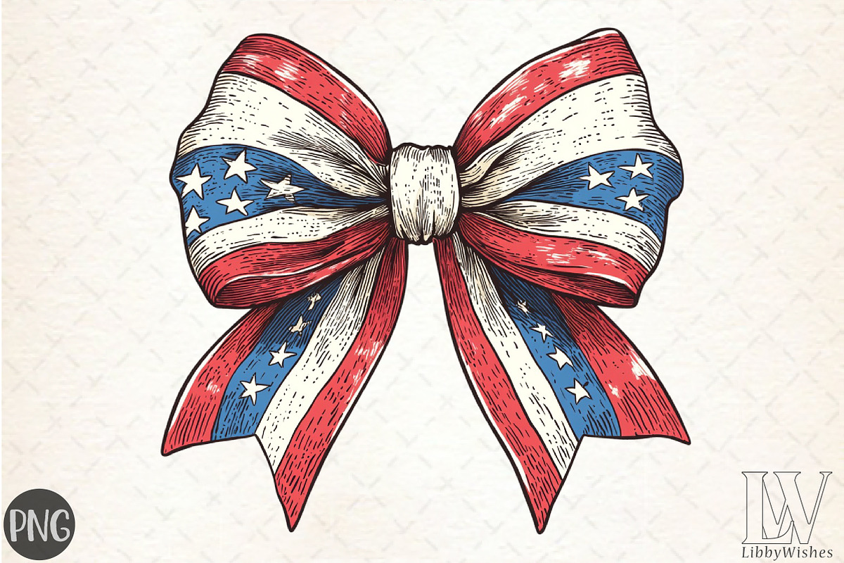 4th of July Coquette Bow Png, an Illustration by Libby Wishes (Photo 1 of 4)