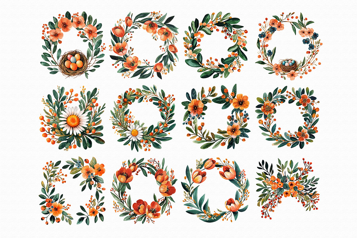 Watercolor Floral Frames Spring PNG, an Illustration by Libby Wishes (Photo 2 of 7)